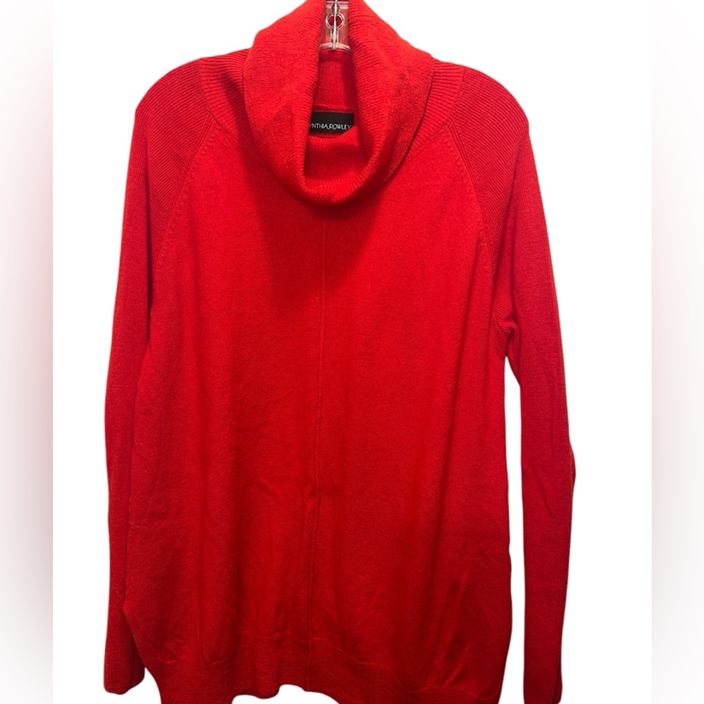 Cynthia Rowley 100% ExtraFine Merino Wool Sweater Cowl Neck Long Sleeve, Sz L